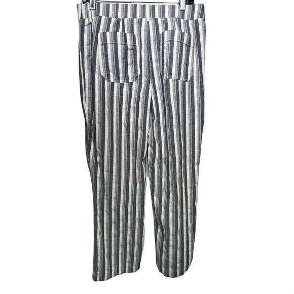 Chico's Blue Cream Striped Cotton Wide Leg Pants Size 1 Medium Casual - Picture 9 of 12